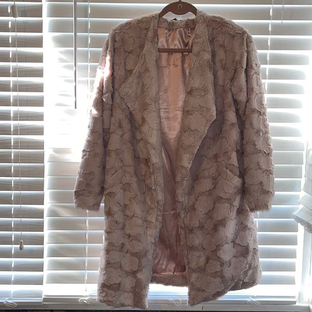 Blush pink fur coat